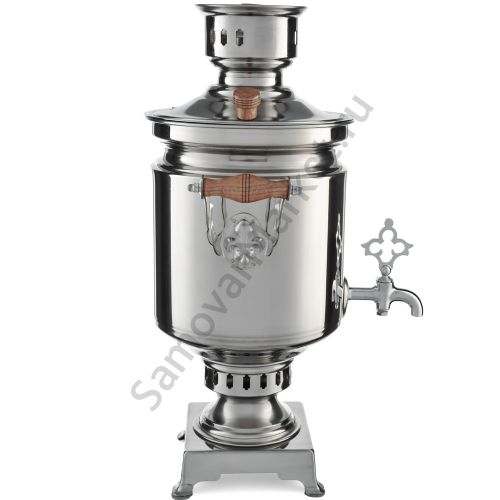 Самовар на дровах 5 литров формы «Банка» нержавеющая сталь, серебристый