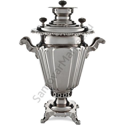 Самовар антикварный на дровах 5 литров формы «Рюмка гранная» Слиозберг, серебристый