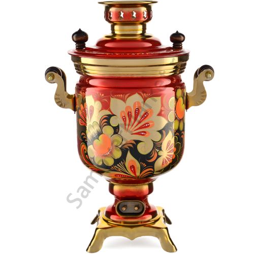 Самовар электрический 3 литра с автоотключением,  худ. росписью «Хохлома» формы «Банка»