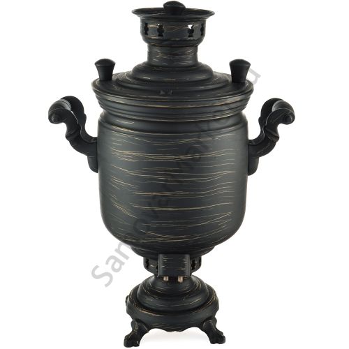 Самовар комбинированный 5 литров формы «Банка» золотые нити в патине, литьё, категория «Эксклюзив» 