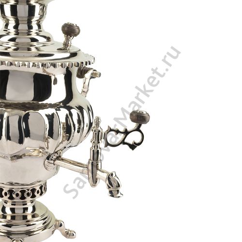 Самовар антикварный на дровах 3,5 литра формы «Репка гранная», серебристый