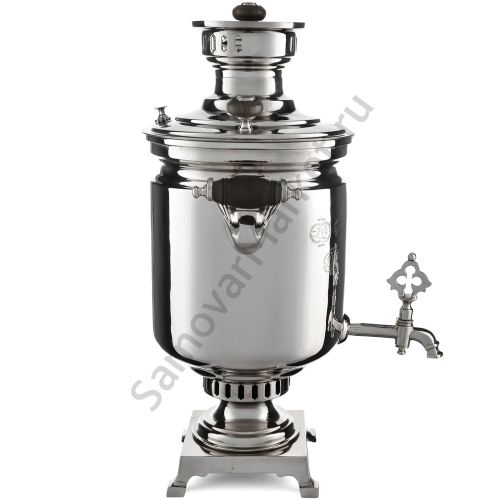 Самовар антикварный на дровах 5 литров формы «Банка» Баташева с медалями, серебристый