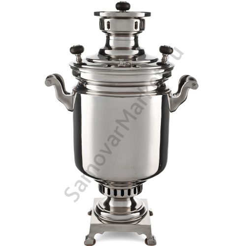 Самовар антикварный на дровах 7,5 литров формы «Банка» Баташева с медалями, серебристый