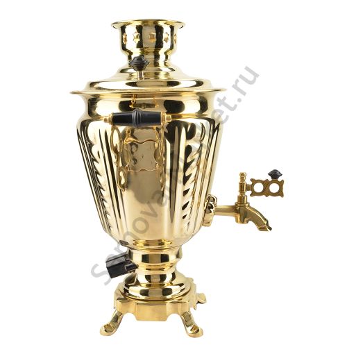 Самовар электрический 3 литра формы «Рюмка» с защитой ТЭН, литьё, золотой