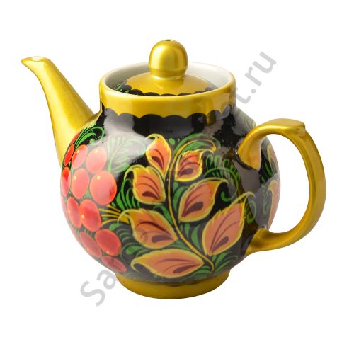 Чайник заварочный для самовара с художественной росписью  «Снегири в рябине»