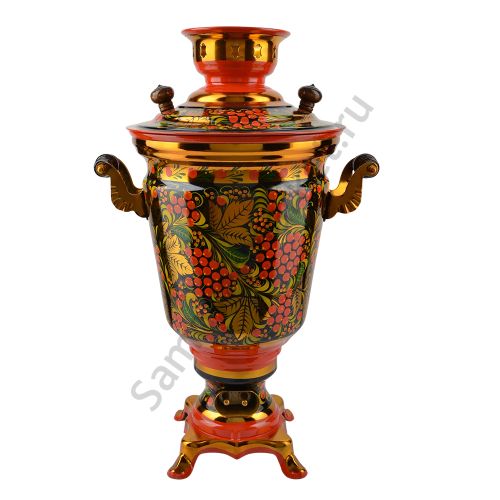 Самовар электрический 4 литра с художественной росписью «Рябина в зелени» формы «Рюмка»