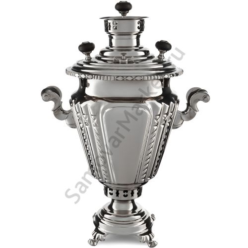 Самовар антикварный на дровах 5 литров формы «Рюмка гранная» Баташева, серебристый