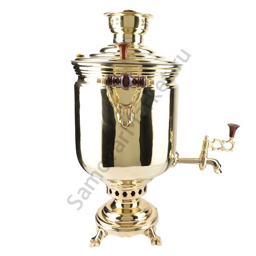 Самовар на дровах 7 литров формы «Банка», литьё, золотой, категория «Люкс»