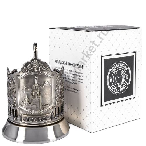 Подстаканник никелированный с чернью «Спасская башня»