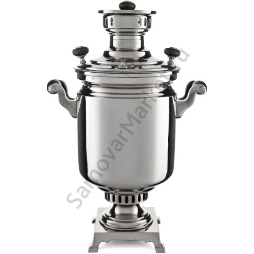 Самовар антикварный на дровах 5 литров формы «Банка» Баташева с медалями, серебристый