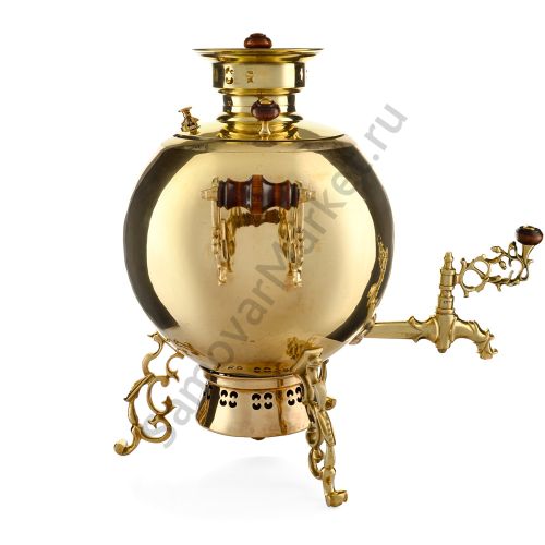 Самовар на дровах 8 литров формы «Шар Паук», золотой, категория «Эксклюзив»