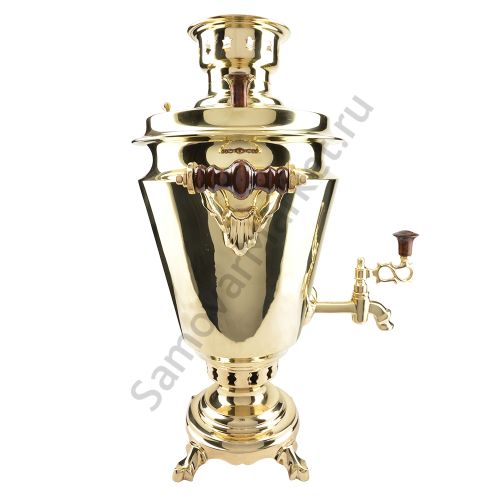 Самовар на дровах 5 литров формы «Рюмка», литьё, золотой, категория «Люкс»