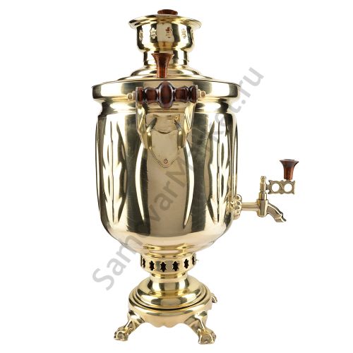 Самовар на дровах 5 литров формы «Банка с листьями», золотой, категория «Стандарт»