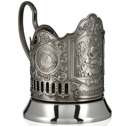 Подстаканник никелированный с чернью «Банный» 