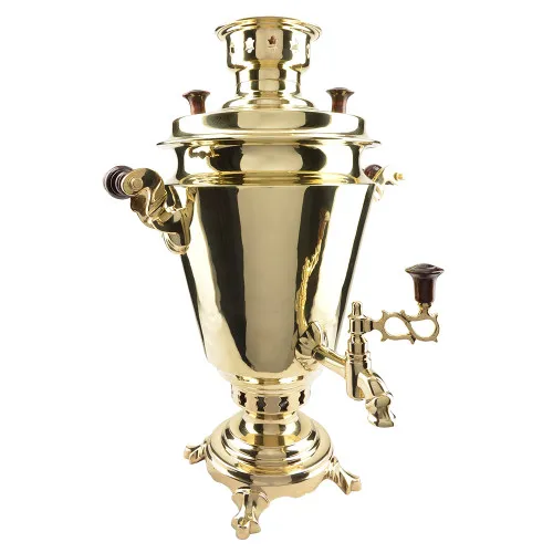 Самовар на дровах 5 литров формы «Рюмка», литьё, золотой, категория «Люкс» Самовар на дровах 5 литров формы «Рюмка», литьё, золотой, категория «Люкс»