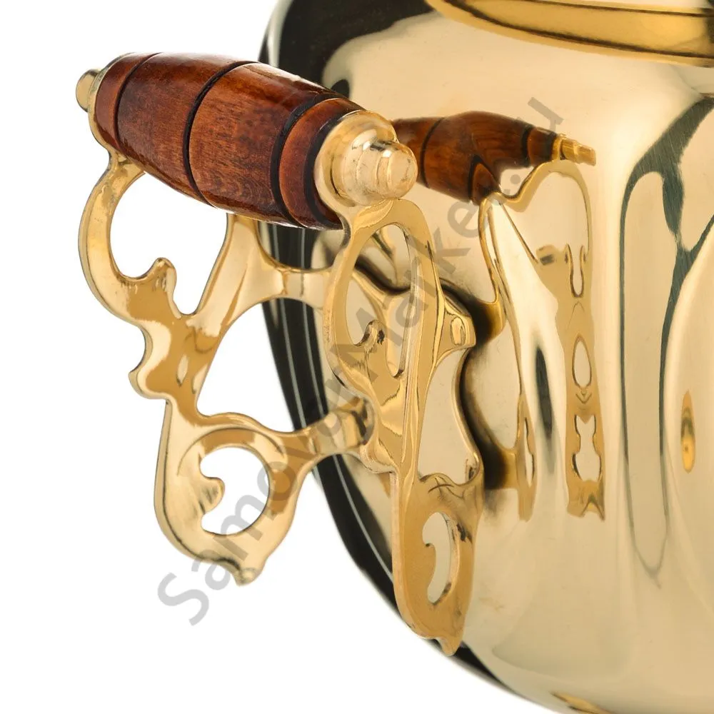 Самовар на дровах 2,7 литра формы «Овал», золотой, категория «Люкс»