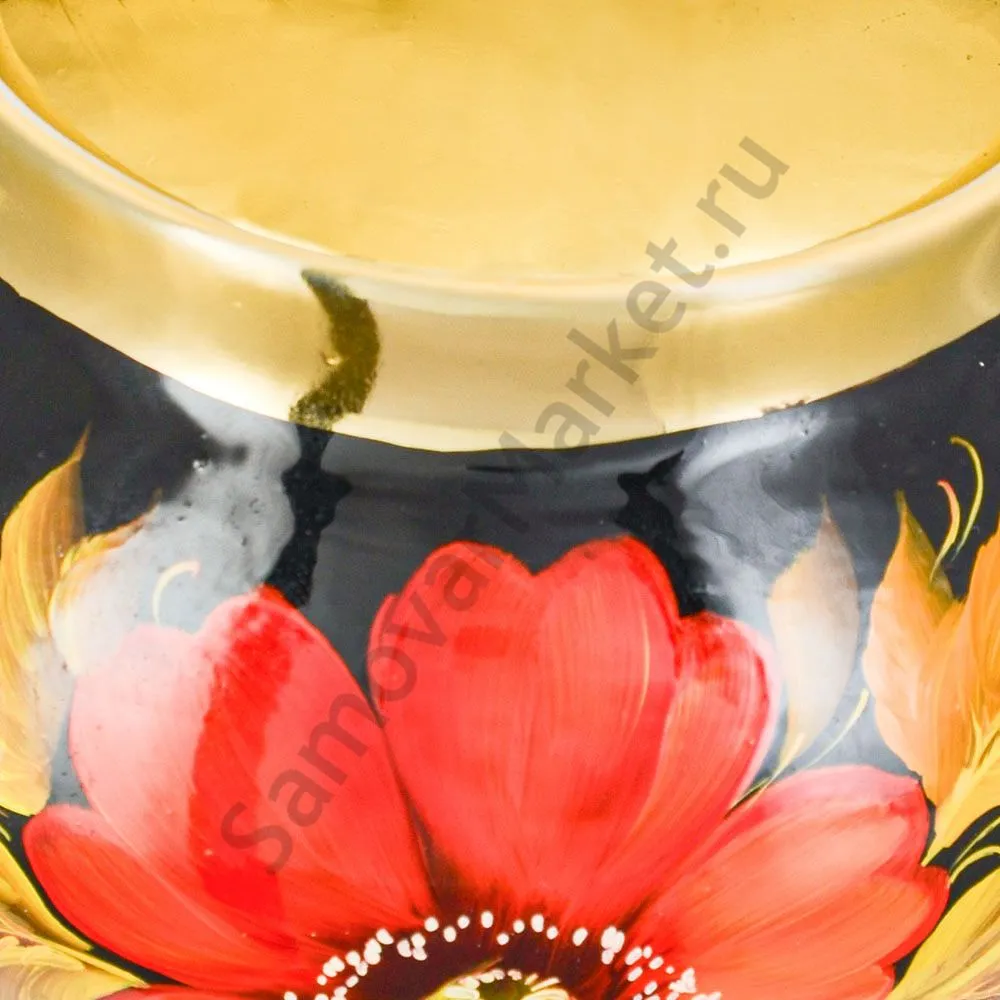 Сахарница с художественной росписью «Маки на чёрном»