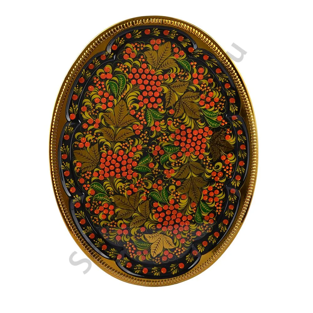 Поднос для самовара овальный с художественной росписью «Рябина в зелени» Поднос для самовара овальный с художественной росписью «Рябина в зелени»