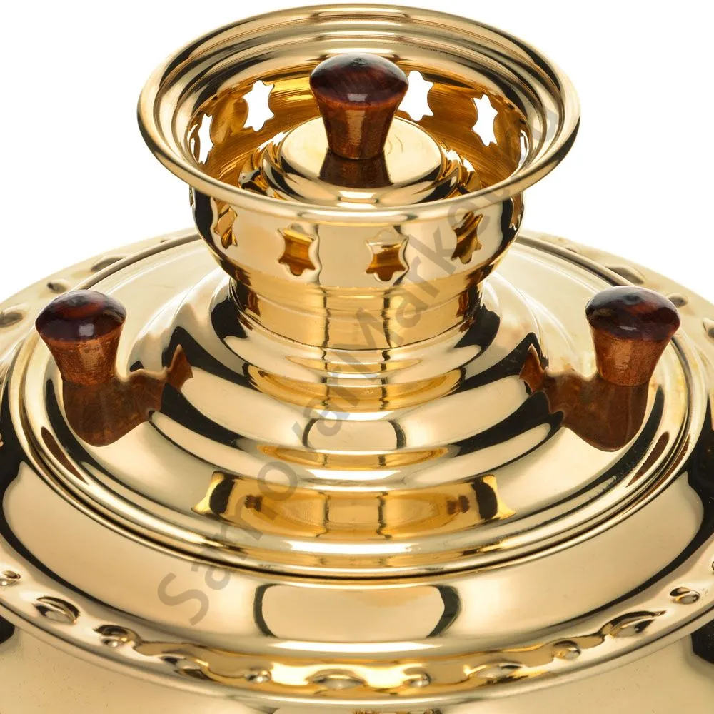 Самовар на дровах 2,7 литра формы «Овал», золотой, категория «Люкс»