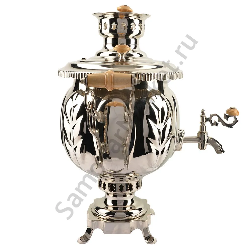 Самовар на дровах 4,5 литра формы «Шар», серебристый