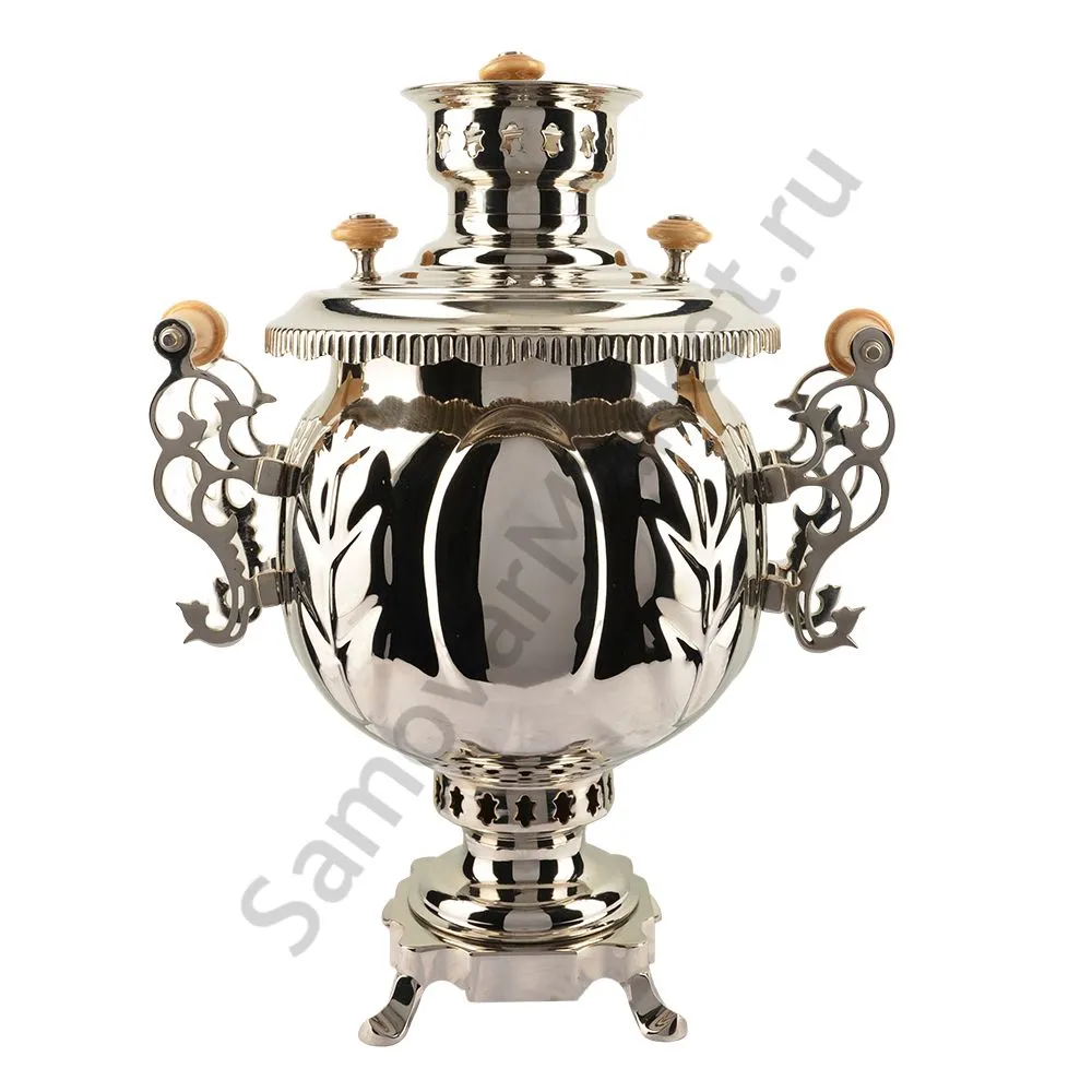 Самовар на дровах 4,5 литра формы «Шар», серебристый