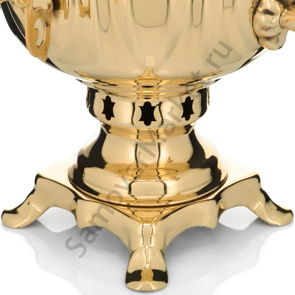 Самовар на дровах 2,7 литра формы «Овал», золотой, категория «Люкс»