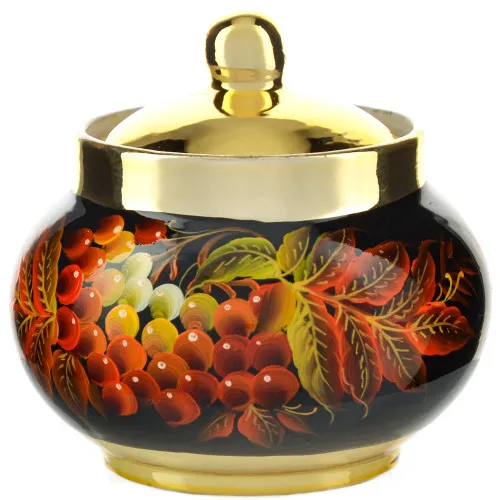 Сахарница с художественной росписью «Осенний виноград в золоте» Сахарница с художественной росписью «Осенний виноград в золоте»