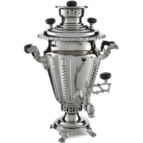 Самовар антикварный на дровах 3,3 литра формы «Рюмка с колоннами» Тул.Патрон.Завод, серебристый Самовар антикварный на дровах 3,3 литра формы «Рюмка с колоннами» Тул.Патрон.Завод, серебристый