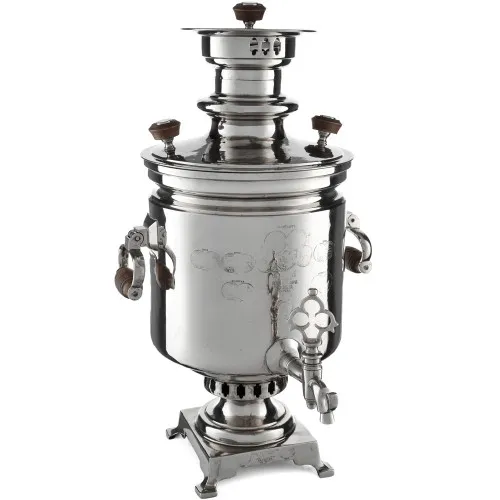 Самовар антикварный на дровах 7 л.формы «Банка» Я.Е.Лозинский прием.Баташева с медалями, серебристый Самовар антикварный на дровах 7 л.формы «Банка» Я.Е.Лозинский прием.Баташева с медалями, серебристый