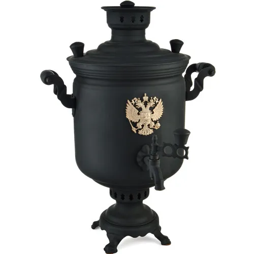 Самовар комбинированный 7 литров формы «Банка с гербом РФ», категория «Эксклюзив», «Графит» Самовар комбинированный 7 литров формы «Банка с гербом РФ», категория «Эксклюзив», «Графит»