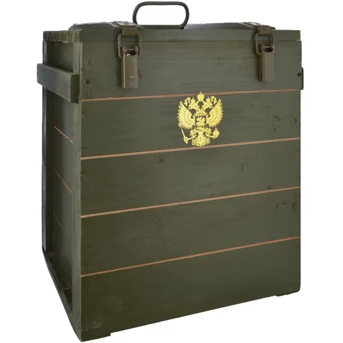 Ящик деревянный с «Гербом РФ» для самовара до 5 литров, полевой