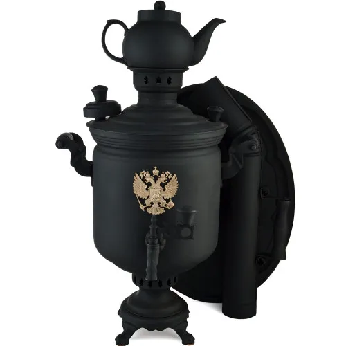 Самовар комбинированный 7 литров формы «Банка с гербом РФ» в наборе из 4 предметов, «Графит» Самовар комбинированный 7 литров формы «Банка с гербом РФ» в наборе из 4 предметов, «Графит»
