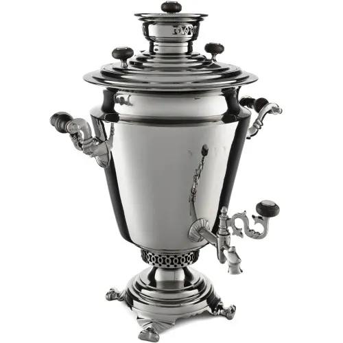 Самовар антикварный на дровах 8,5 литра формы «Рюмка фужерная» с медалями, серебристый 