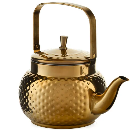 Чайник заварочный 1,4 литра круглый, нержавеющая сталь, золотой Чайник заварочный 1,4 литра круглый, нержавеющая сталь, золотой