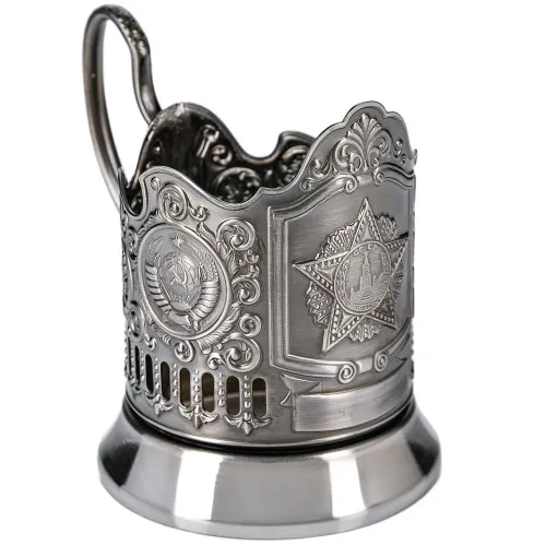 Подстаканник никелированный с чернью «Орден Победы. Герб СССР»