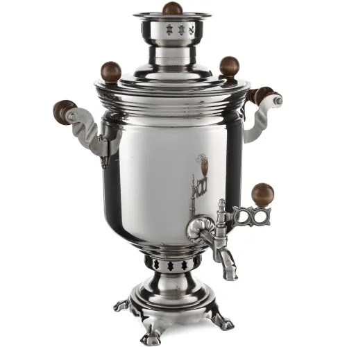 Самовар на дровах 5 литров формы «Банка», серебристый, категория «Дачный»