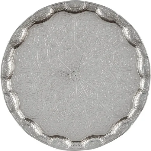 Поднос для самовара круглый, рельефный, серебристый Поднос для самовара круглый, рельефный, серебристый