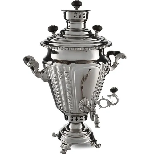 Самовар антикварный на дровах 5 литров формы «Рюмка гранная» Баташева, серебристый Самовар антикварный на дровах 5 литров формы «Рюмка гранная» Баташева, серебристый