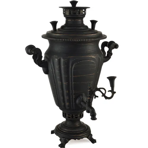 Самовар антикварный на дровах 5 литров формы «Рюмка гранная» ТПТ, золотые нити в патине Самовар антикварный на дровах 5 литров формы «Рюмка гранная» ТПТ, золотые нити в патине