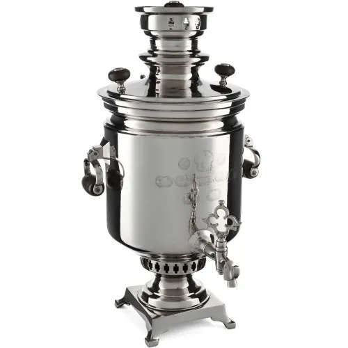 Самовар антикварный комбинированный 5,5 литров формы «Банка» Шемариных с медалями, серебристый Самовар антикварный комбинированный 5,5 литров формы «Банка» Шемариных с медалями, серебристый