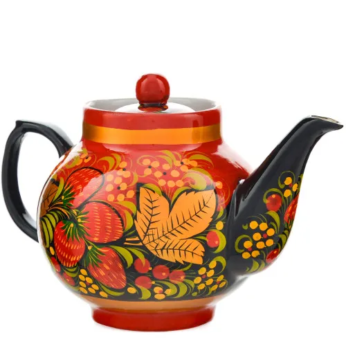 Чайник заварочный для самовара с художественной росписью «Клубника в зелени №2 на красном» Чайник заварочный для самовара с художественной росписью «Клубника в зелени №2 на красном»