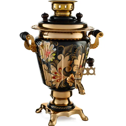 Самовар электрический 3 литра с художественной росписью «Кудрина чёрная» формы «Рюмка» Самовар электрический 3 литра с художественной росписью «Кудрина чёрная» формы «Рюмка»