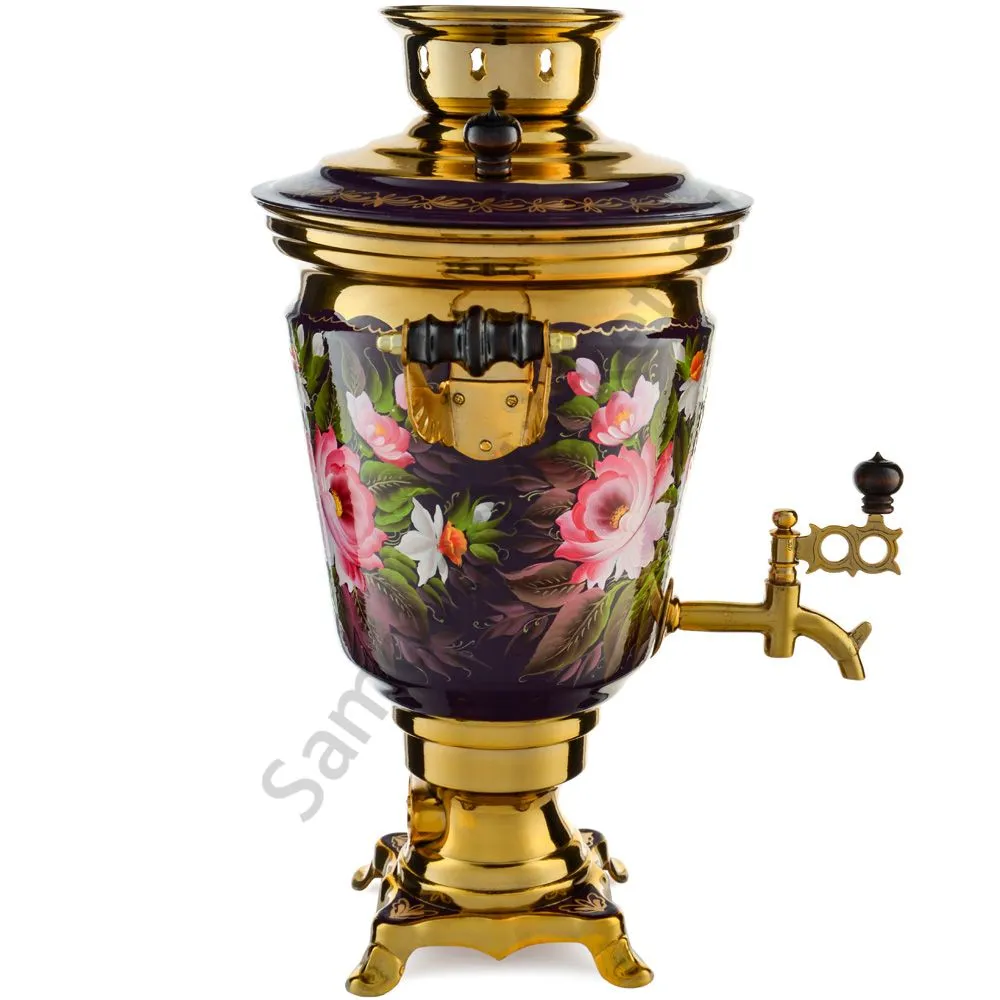 Самовар электрический 4 л.в наборе из 4 предметов с худ.росписью «Букет на фиолетовом в золоте» Самовар электрический 4 л.в наборе из 4 предметов с худ.росписью «Букет на фиолетовом в золоте»