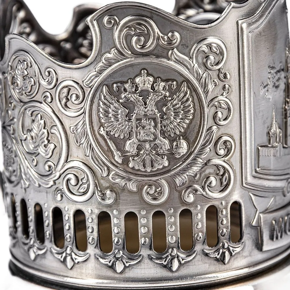 Подстаканник никелированный с чернью «Спасская башня» Подстаканник никелированный с чернью «Спасская башня»