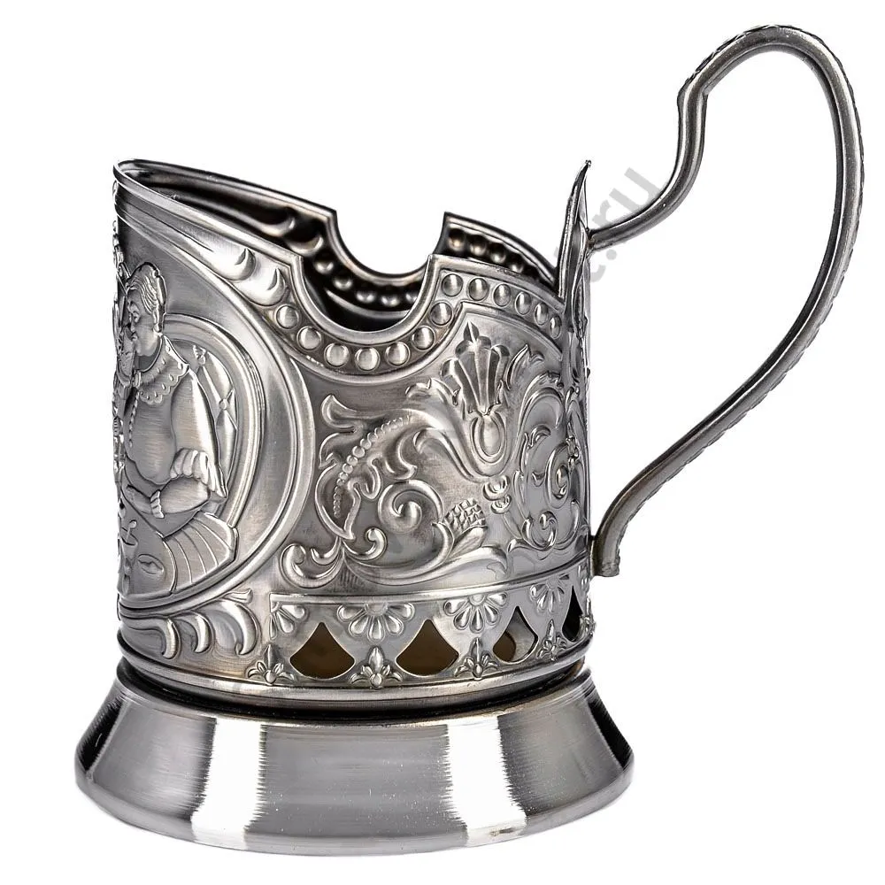 Подстаканник никелированный с чернью «Русское чаепитие» Подстаканник никелированный с чернью «Русское чаепитие»