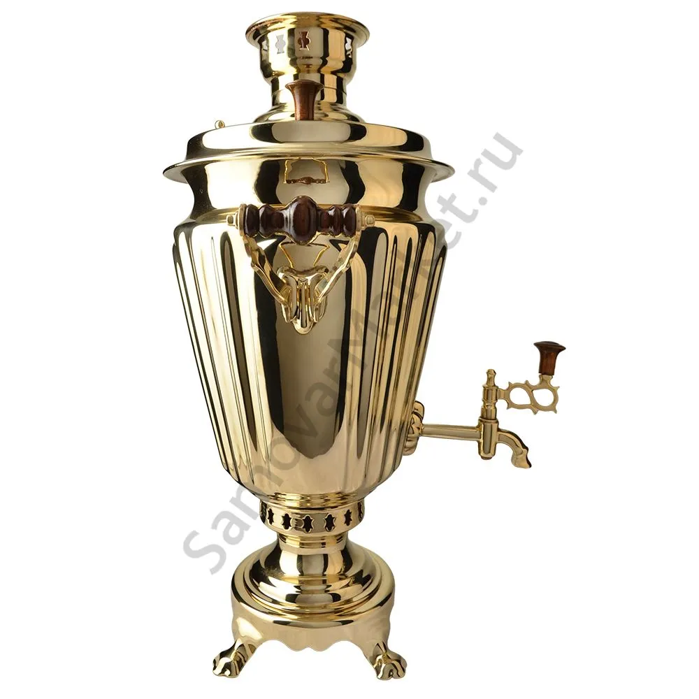 Самовар на дровах 7 литров формы «Рюмка гранная», золотой, категория «Люкс» Самовар на дровах 7 литров формы «Рюмка гранная», золотой, категория «Люкс»