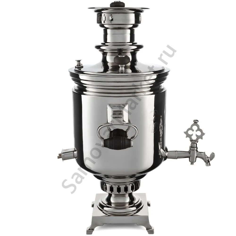 Самовар антикварный комбинированный 6 л. формы «Банка» Баташевых с медалями, с трубой, серебристый Самовар антикварный комбинированный 6 л. формы «Банка» Баташевых с медалями, с трубой, серебристый