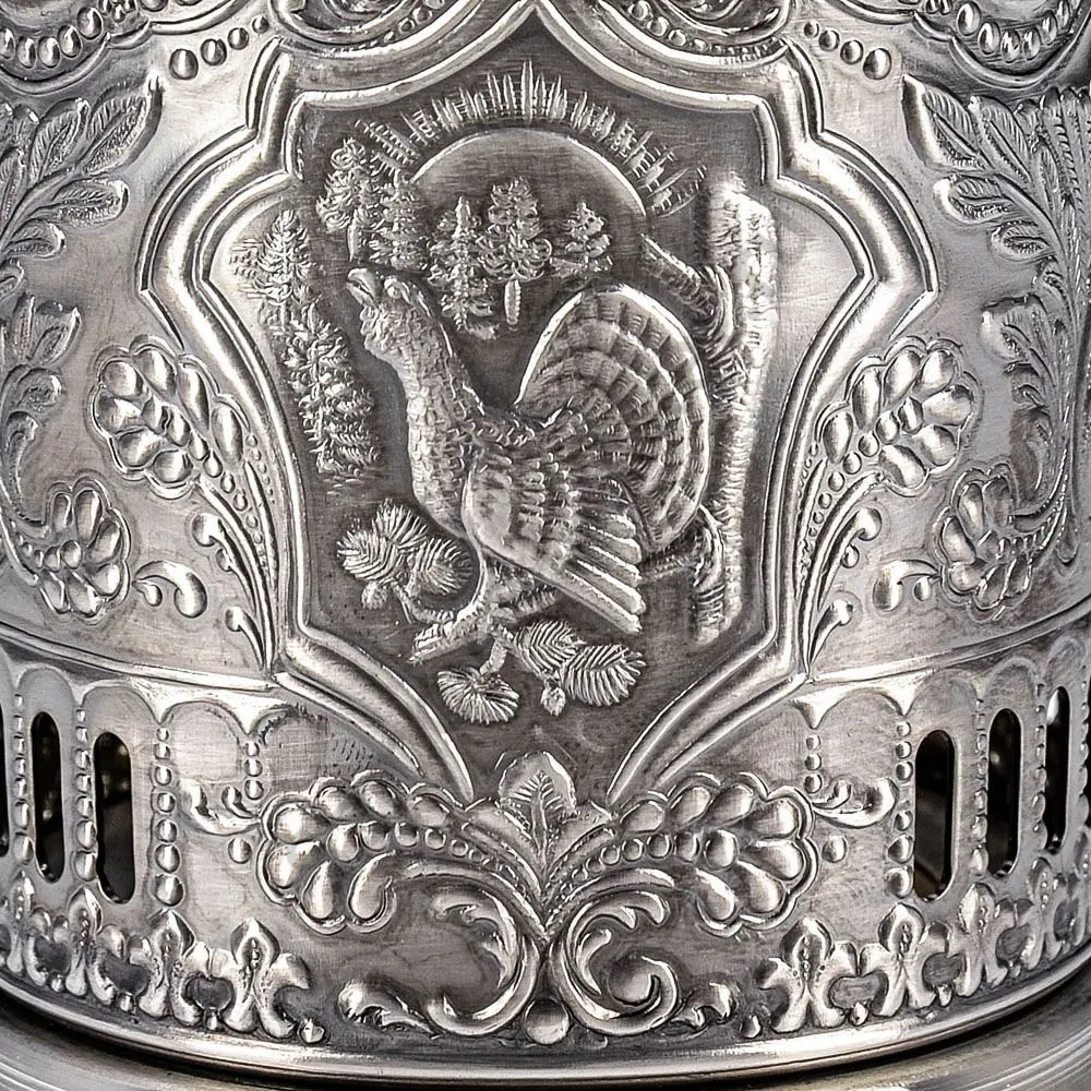 Подстаканник никелированный с чернью «Глухарь» Подстаканник никелированный с чернью «Глухарь»