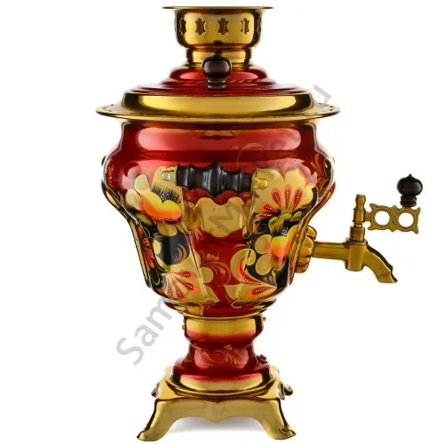 Самовар электрический 2,5 литра с автоотключением, худ. росписью «Хохлома» формы «Груша»