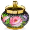 Сахарница с художественной росписью «Пионы на чёрном в золоте» 